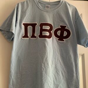 Silver Blue Pi Phi Greek Letter Tee